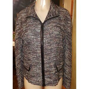 LAFAYETTE 148 TWEED FAUX LEATHER TRIM BLAZER SIZE 8 Classy